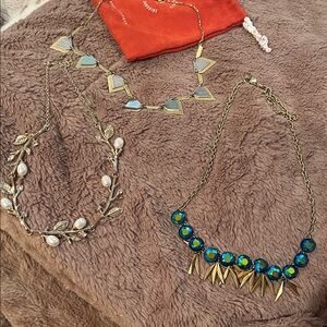 J. Crew Gold and Blue Statement Necklaces